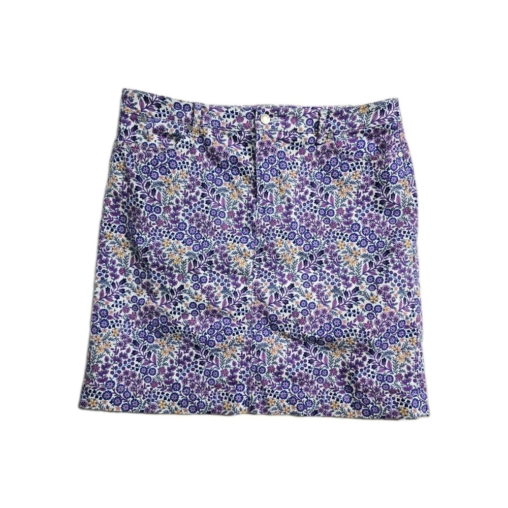 Talbots Women's Denim  Knee Length‎ Skirt Purple Floral Denim 14